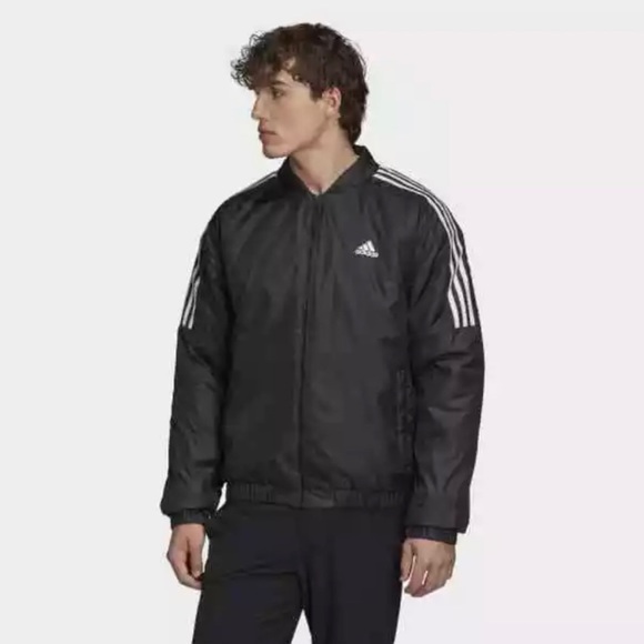 Adidas Men's Outdoor Essentials Al Aire Libre Insulated Black Bomber Jacket - Picture 2 of 9